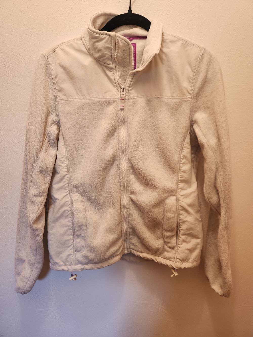 Aeropostale Gray And White Fleece Zip Jacket Size Large